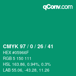 Color code: CMYK 97 / 0 / 26 / 41 | qconv.com