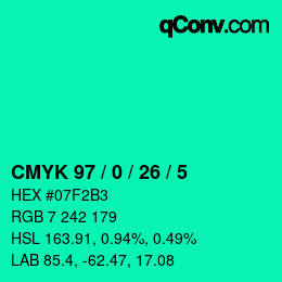 Color code: CMYK 97 / 0 / 26 / 5 | qconv.com