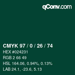 Color code: CMYK 97 / 0 / 26 / 74 | qconv.com