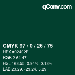 Color code: CMYK 97 / 0 / 26 / 75 | qconv.com