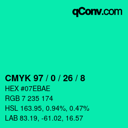 Color code: CMYK 97 / 0 / 26 / 8 | qconv.com