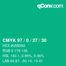 Color code: CMYK 97 / 0 / 27 / 30 | qconv.com