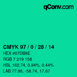 Color code: CMYK 97 / 0 / 28 / 14 | qconv.com