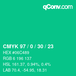 Color code: CMYK 97 / 0 / 30 / 23 | qconv.com