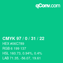 Color code: CMYK 97 / 0 / 31 / 22 | qconv.com