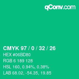 カラーコード: CMYK 97 / 0 / 32 / 26 | qconv.com