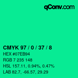Color code: CMYK 97 / 0 / 37 / 8 | qconv.com