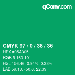 Color code: CMYK 97 / 0 / 38 / 36 | qconv.com