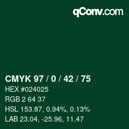 颜色代码: CMYK 97 / 0 / 42 / 75 | qconv.com
