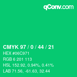 Color code: CMYK 97 / 0 / 44 / 21 | qconv.com