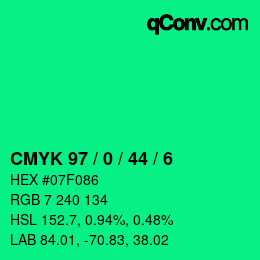 Color code: CMYK 97 / 0 / 44 / 6 | qconv.com