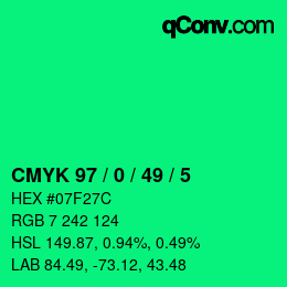 Farbcode: CMYK 97 / 0 / 49 / 5 | qconv.com