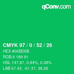 Color code: CMYK 97 / 0 / 52 / 26 | qconv.com