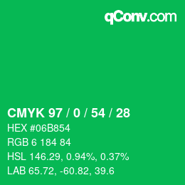 Color code: CMYK 97 / 0 / 54 / 28 | qconv.com