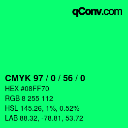 Color code: CMYK 97 / 0 / 56 / 0 | qconv.com