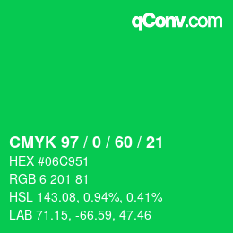 颜色代码: CMYK 97 / 0 / 60 / 21 | qconv.com