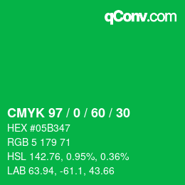 Color code: CMYK 97 / 0 / 60 / 30 | qconv.com