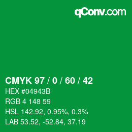 Color code: CMYK 97 / 0 / 60 / 42 | qconv.com