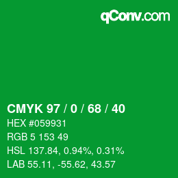 Color code: CMYK 97 / 0 / 68 / 40 | qconv.com