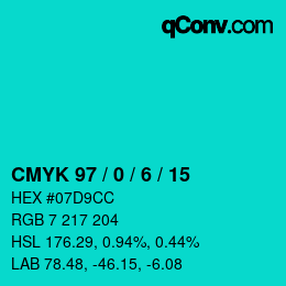 Color code: CMYK 97 / 0 / 6 / 15 | qconv.com