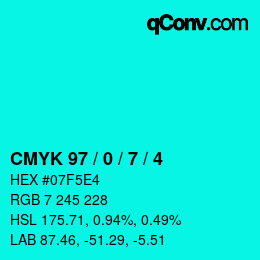 Color code: CMYK 97 / 0 / 7 / 4 | qconv.com