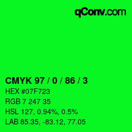 Color code: CMYK 97 / 0 / 86 / 3 | qconv.com