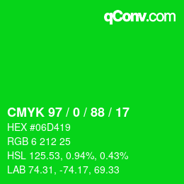 Color code: CMYK 97 / 0 / 88 / 17 | qconv.com