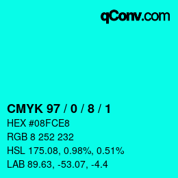 Color code: CMYK 97 / 0 / 8 / 1 | qconv.com