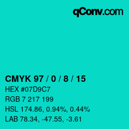 Color code: CMYK 97 / 0 / 8 / 15 | qconv.com