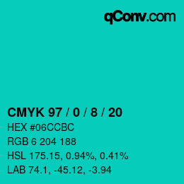 Color code: CMYK 97 / 0 / 8 / 20 | qconv.com