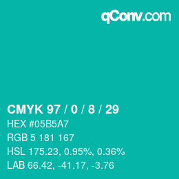カラーコード: CMYK 97 / 0 / 8 / 29 | qconv.com