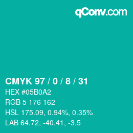 颜色代码: CMYK 97 / 0 / 8 / 31 | qconv.com