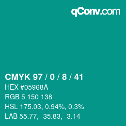 颜色代码: CMYK 97 / 0 / 8 / 41 | qconv.com