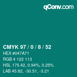 Color code: CMYK 97 / 0 / 8 / 52 | qconv.com