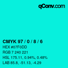 Color code: CMYK 97 / 0 / 8 / 6 | qconv.com