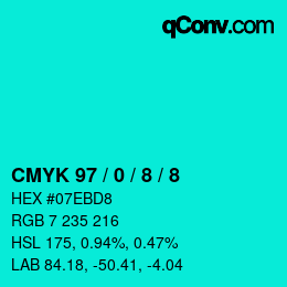 Color code: CMYK 97 / 0 / 8 / 8 | qconv.com