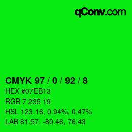 Color code: CMYK 97 / 0 / 92 / 8 | qconv.com