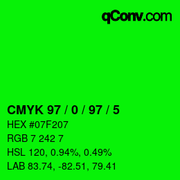 Color code: CMYK 97 / 0 / 97 / 5 | qconv.com