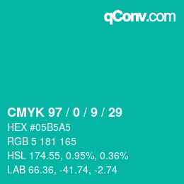 Color code: CMYK 97 / 0 / 9 / 29 | qconv.com