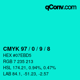 Color code: CMYK 97 / 0 / 9 / 8 | qconv.com