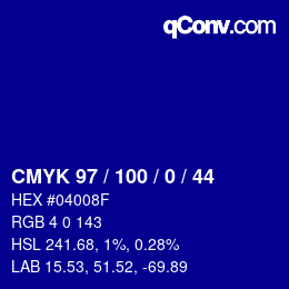 Color code: CMYK 97 / 100 / 0 / 44 | qconv.com