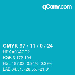 Color code: CMYK 97 / 11 / 0 / 24 | qconv.com