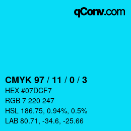 Color code: CMYK 97 / 11 / 0 / 3 | qconv.com