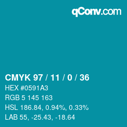 Color code: CMYK 97 / 11 / 0 / 36 | qconv.com