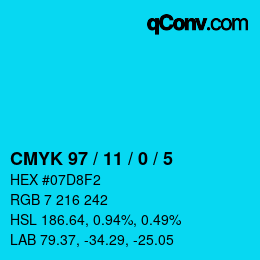 カラーコード: CMYK 97 / 11 / 0 / 5 | qconv.com