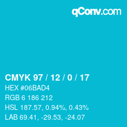 Color code: CMYK 97 / 12 / 0 / 17 | qconv.com