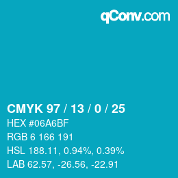 Color code: CMYK 97 / 13 / 0 / 25 | qconv.com