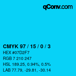 Color code: CMYK 97 / 15 / 0 / 3 | qconv.com