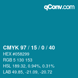 Color code: CMYK 97 / 15 / 0 / 40 | qconv.com