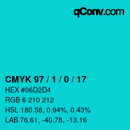 カラーコード: CMYK 97 / 1 / 0 / 17 | qconv.com